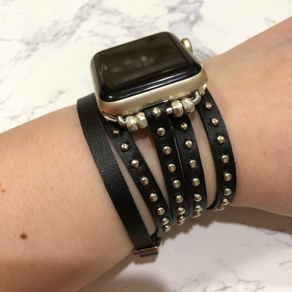 {LENNON}  Apple Watch Band Wrap leather studded - Picture 2 of 8